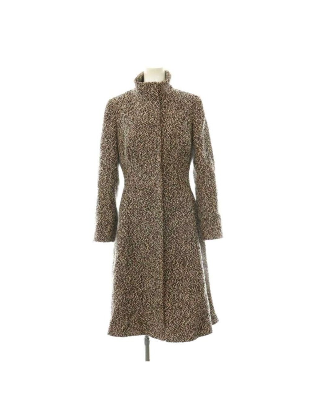 Prada Coat Wool Tweed Pattern Long Black Pink 38